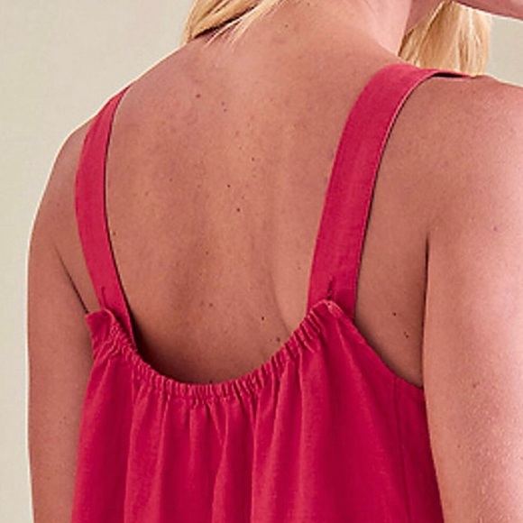 EILEEN FISHER Organic Linen Mid Cami Dress Sundress Sz Medium Geranium Pink NWT - Picture 5 of 9